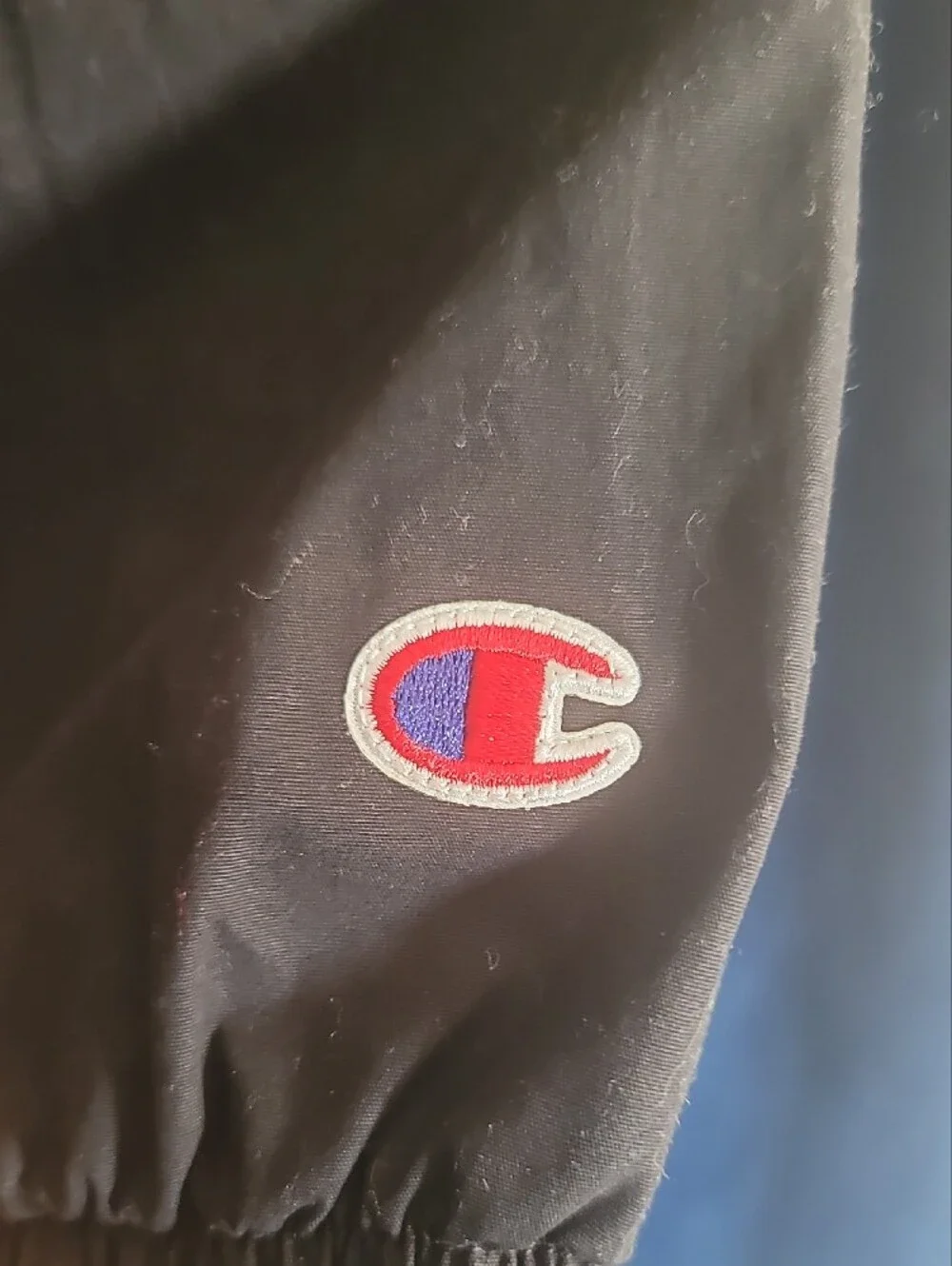 Champion Men's Black Track Jacket with Red & White Stripe